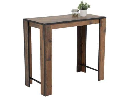 Houten Bartafel Oldwood Zwart - Hoge Eettafel 120x58x108 cm