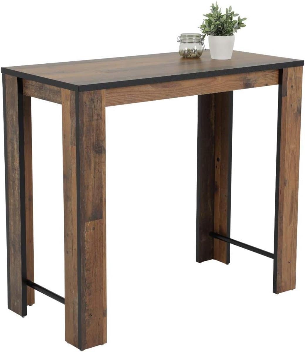 houten bartafel oldwood zwart hoge eettafel 120x58x108 cm