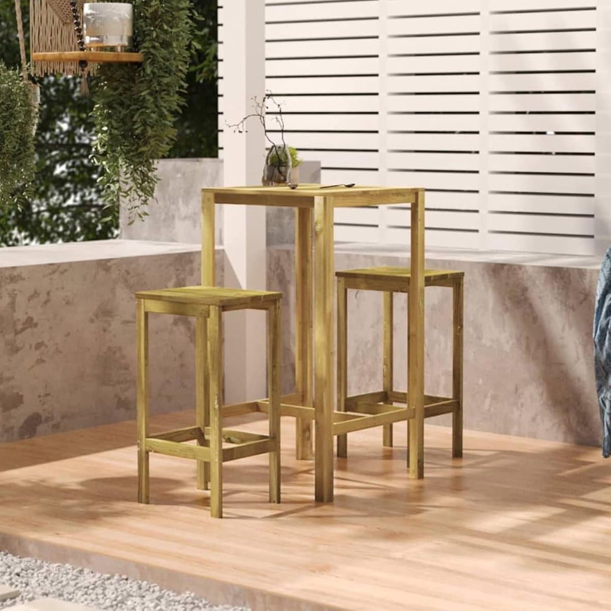 houten bartafel staande tafel buiten dineren geïmpregneerd