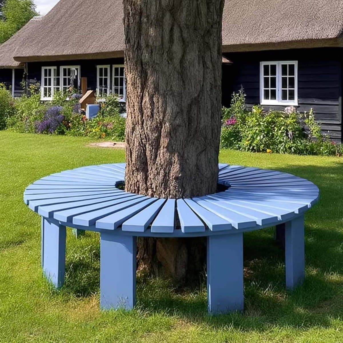 houten boombank ronde zitbank tuin ontspanning gratis