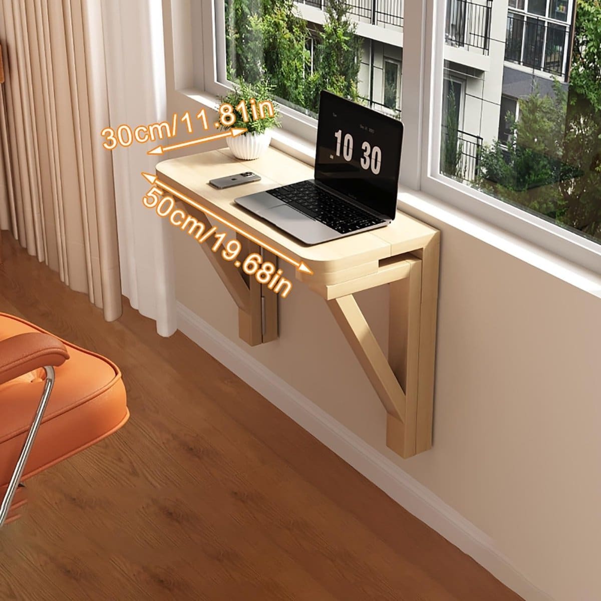 houten klaptafel wandmontage tafel ruimtebesparend werken inklapbaar