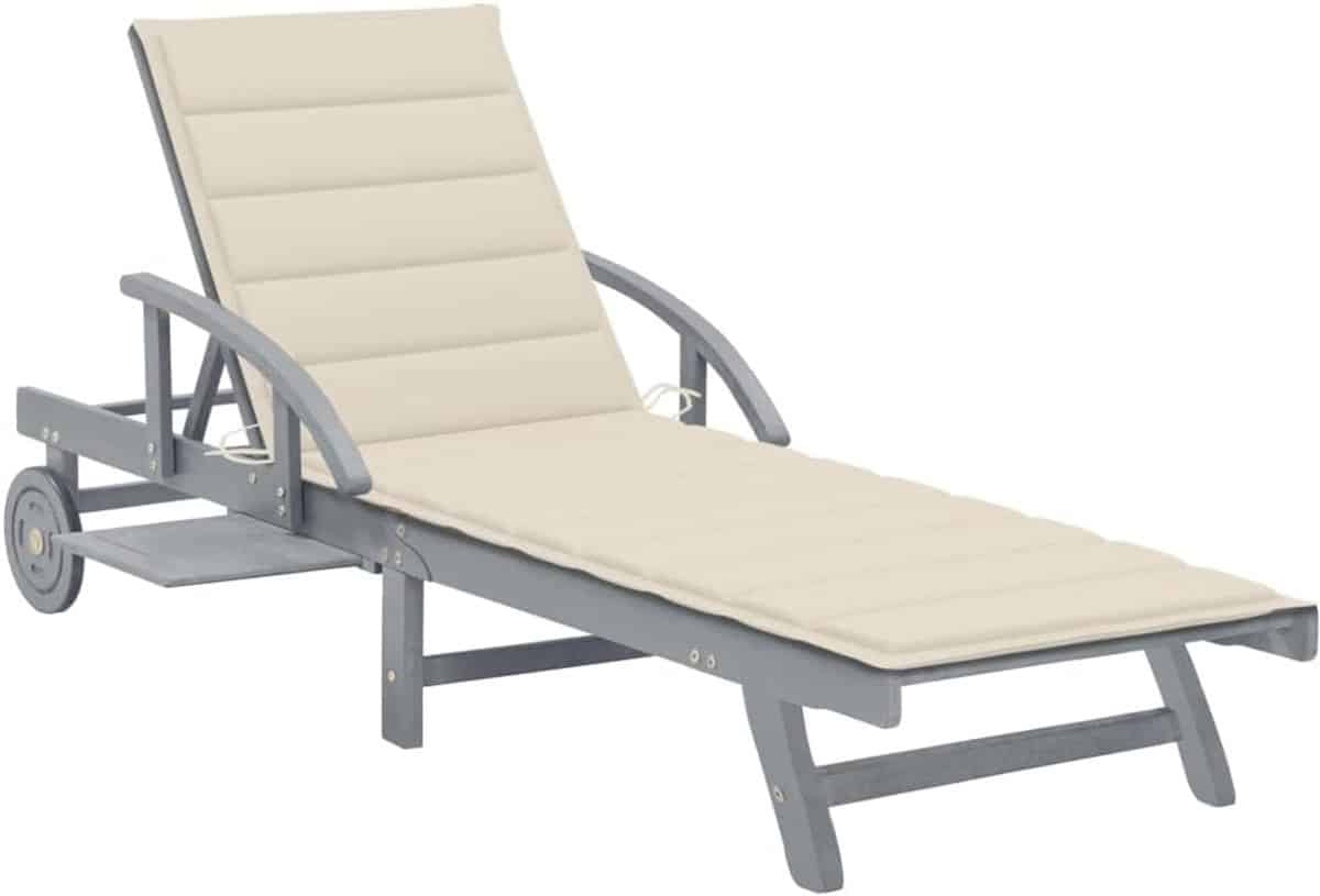 houten ligbed loungestoel buiten ontspannen zonnen verstelbare