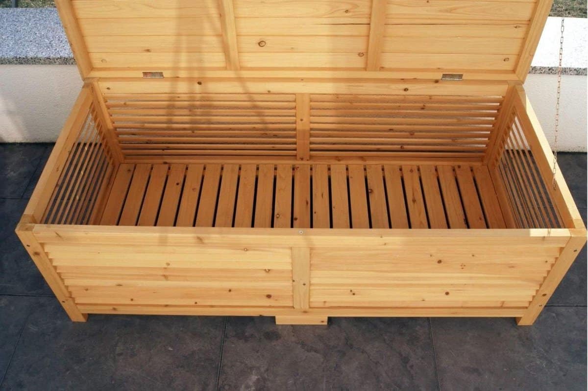 houten opbergbox tuinkist kussenbox tuinmeubelen opbergen waterbestendig