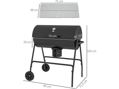 Houtskool Barbecue - Metaal - Zwart - 95x71.5x102cm - Buiten