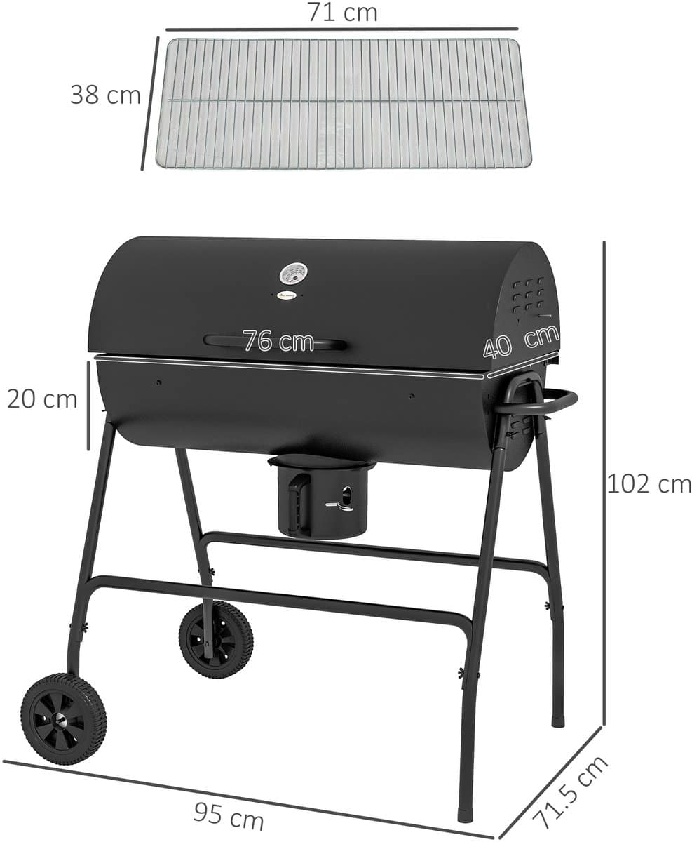 houtskool barbecue metaal zwart 95×71.5x102cm buiten