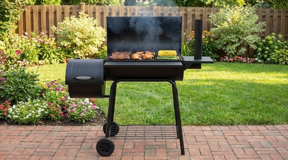 houtskoolbarbecue house&garden smoker pro xxl bbq grillwagen met deksel