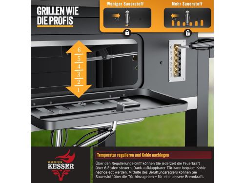 Houtskoolbarbecue XXL Grillwagen met Deksel en Thermometer 153x73x137 cm