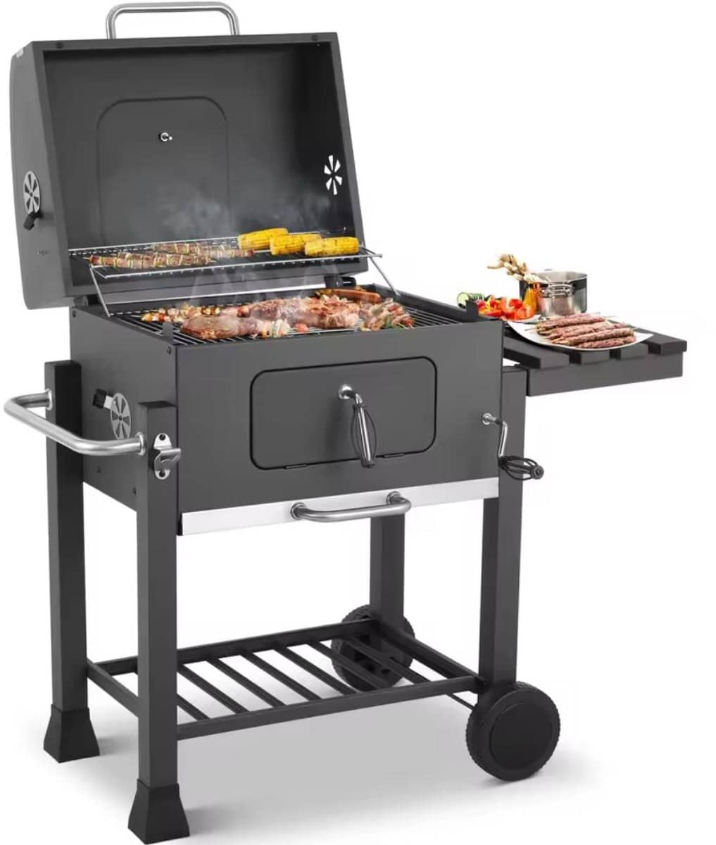 houtskoolgrill met opvouwbare bijzettafel bbq grill buitenpicknicks achtertuingrillen
