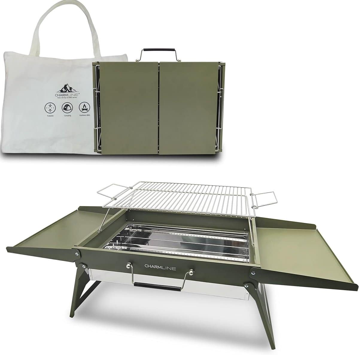 houtskoolgrill opvouwbaar 51 x 35 cm draagbare bbq grill