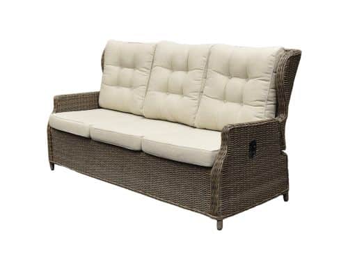 Ibiza 3-zitsbank verstelbaar bruin wicker | naturel mixed weave kussens