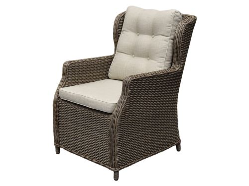 Ibiza dining tuinstoel bruin wicker | naturel mixed weave kussens