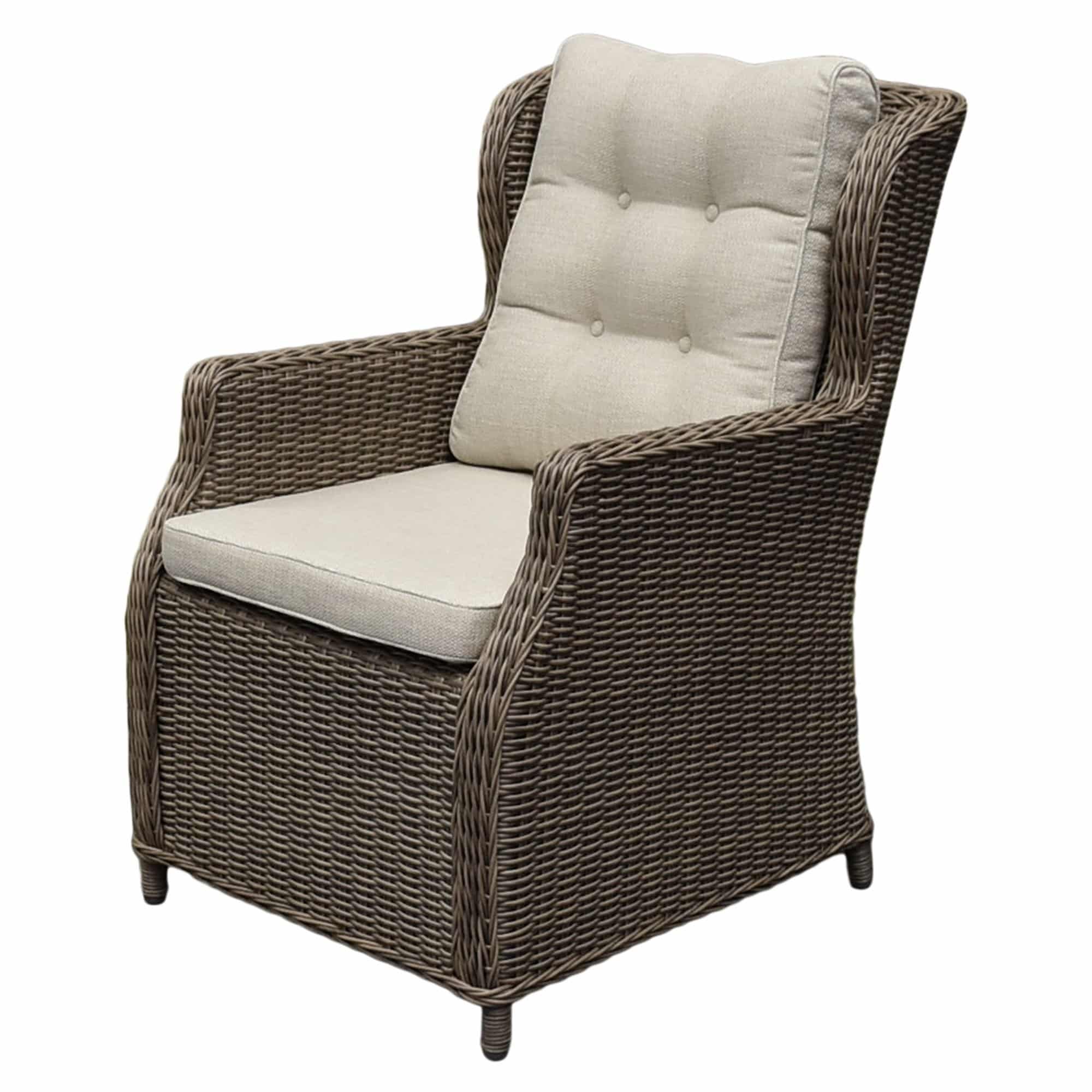 ibiza dining tuinstoel bruin wicker | naturel mixed weave kussens