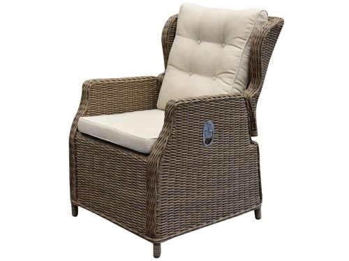Ibiza dining tuinstoel verstelbaar bruin wicker | naturel mixed weave kussens