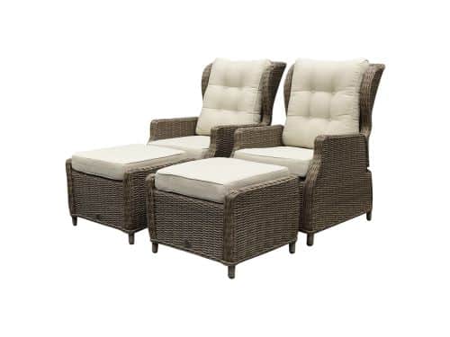 Ibiza lounge balkonset verstelbaar 4 delig bruin wicker | naturel mixed weave kussen