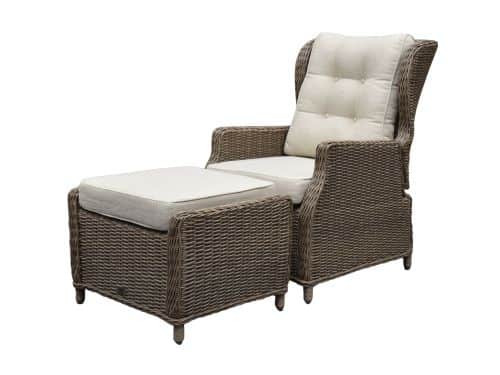 Ibiza lounge banlkonset verstelbaar 2 delig bruin wicker | naturel mixed weave kussen