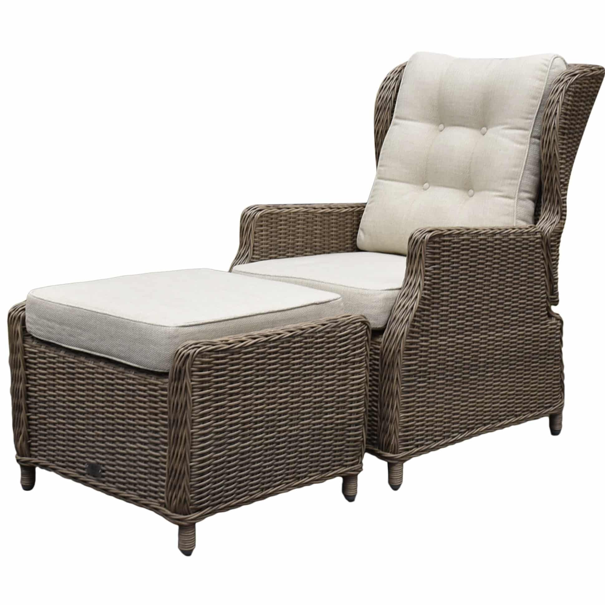 ibiza lounge banlkonset verstelbaar 2 delig bruin wicker | naturel mixed weave kussen
