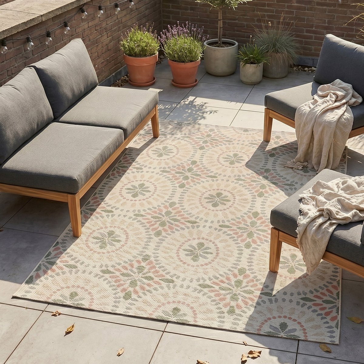 in & outdoorkleed ranch mandala beige 160x230cm