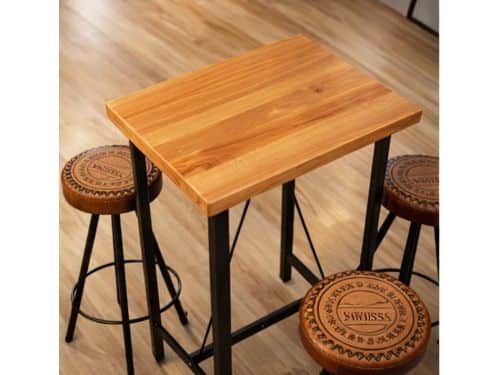 Industriële 3-Delige Barset - Bartafel van Massief Acaciahout met 2