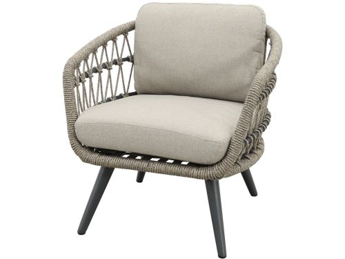 Julia natural rope low-dining tuinstoel - Antraciet
