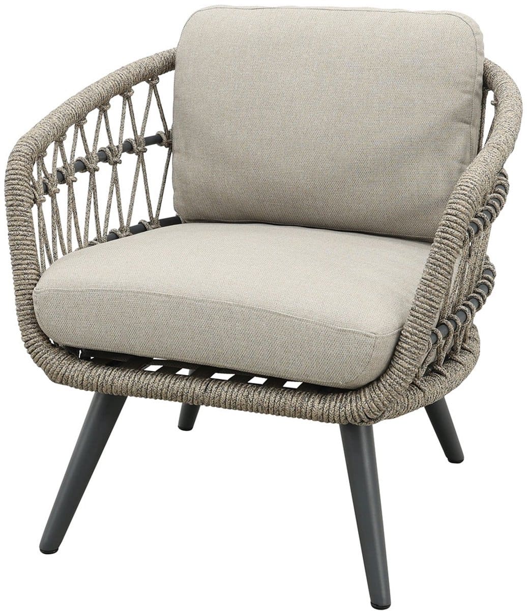 julia natural rope low dining tuinstoel antraciet