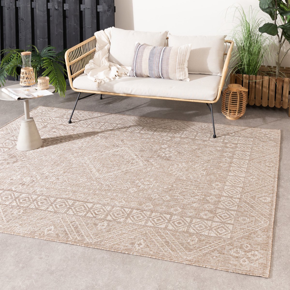 jute buitenkleed atlas aztec bruin/creme 230x330cm