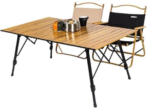 Klaptafel Hout Aluminium - Draagbare Tafel - Kamperen Buitenleven