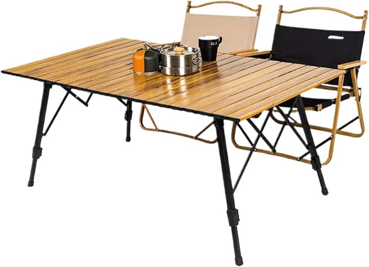 klaptafel hout aluminium draagbare tafel kamperen buitenleven