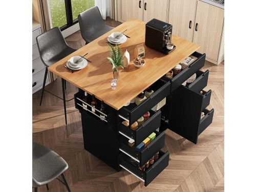 Klaptafel Keukeneiland - Mobiele Opberger - Keuken Organiseren - Met