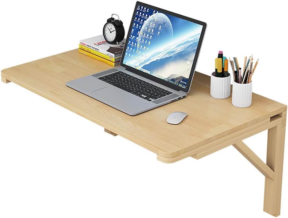 klaptafel wandmontage tafel ruimtebesparend werken massief hout