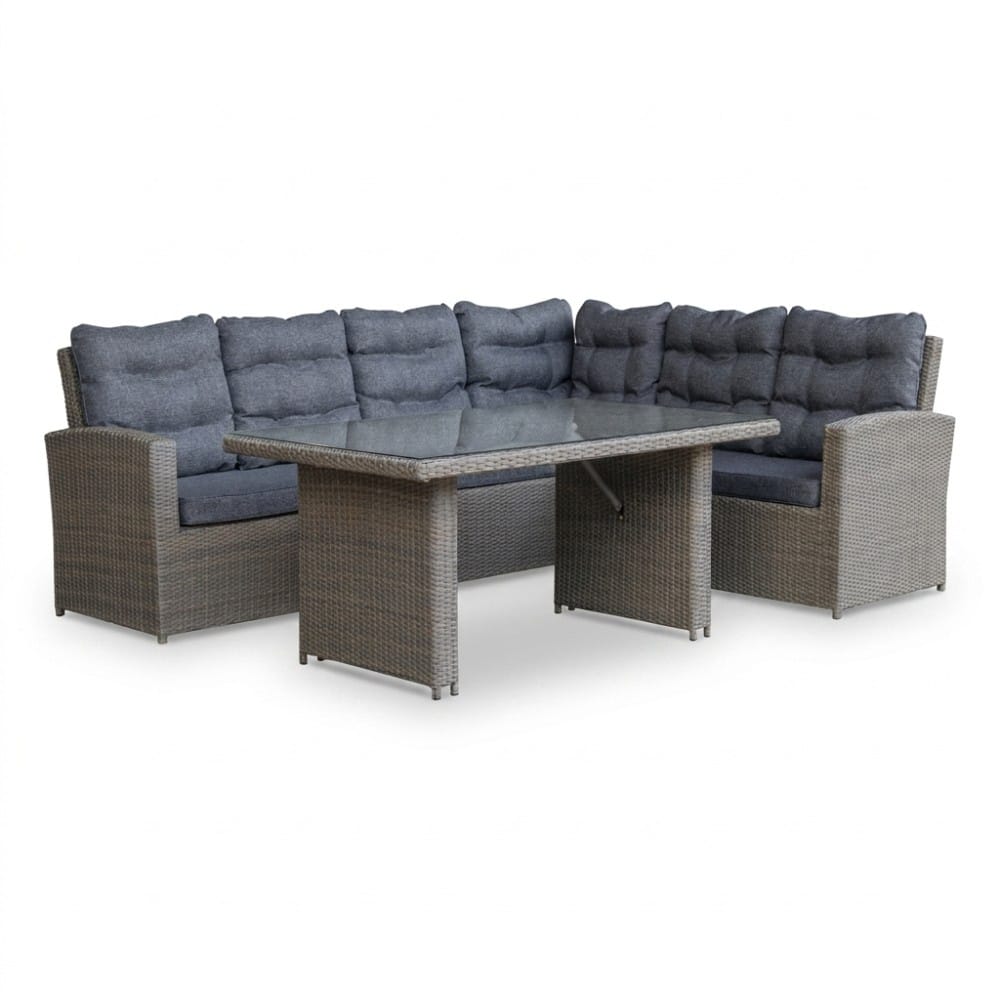 kopenhagen hoek loungeset 6 personen | wicker | ash grey | 3 delig 246x194cm