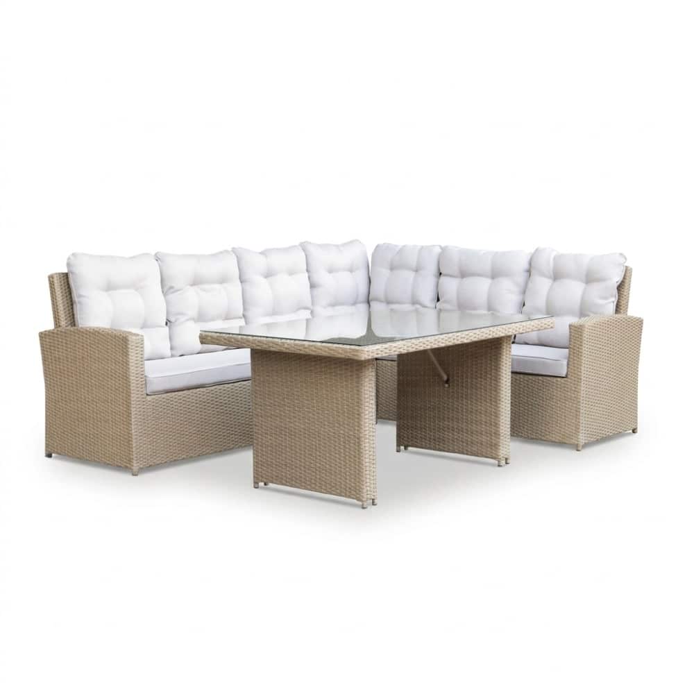 kopenhagen hoek loungeset 6 personen | wicker | royal sand | 3 delig 246x194cm