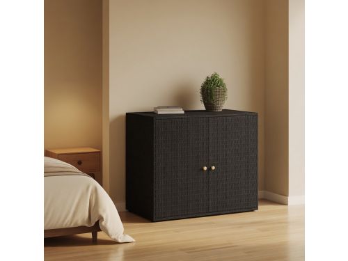Lage Tuinkast Zwart 100 cm Poly Rattan - Waterbestendige Buitenkast