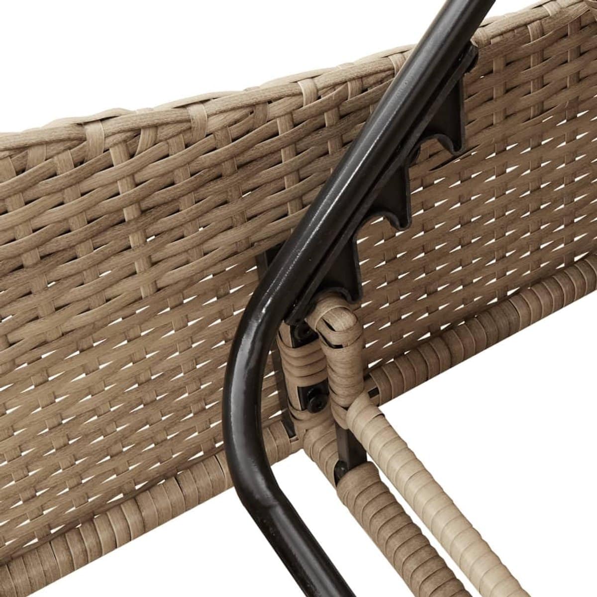 ligbed 114x205x73 cm verstelbaar poly rattan beige met crèmekleurige kussens