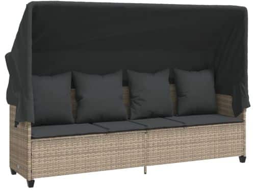 Ligbed | Loungebed | Ligstoel met luifel en kussens poly