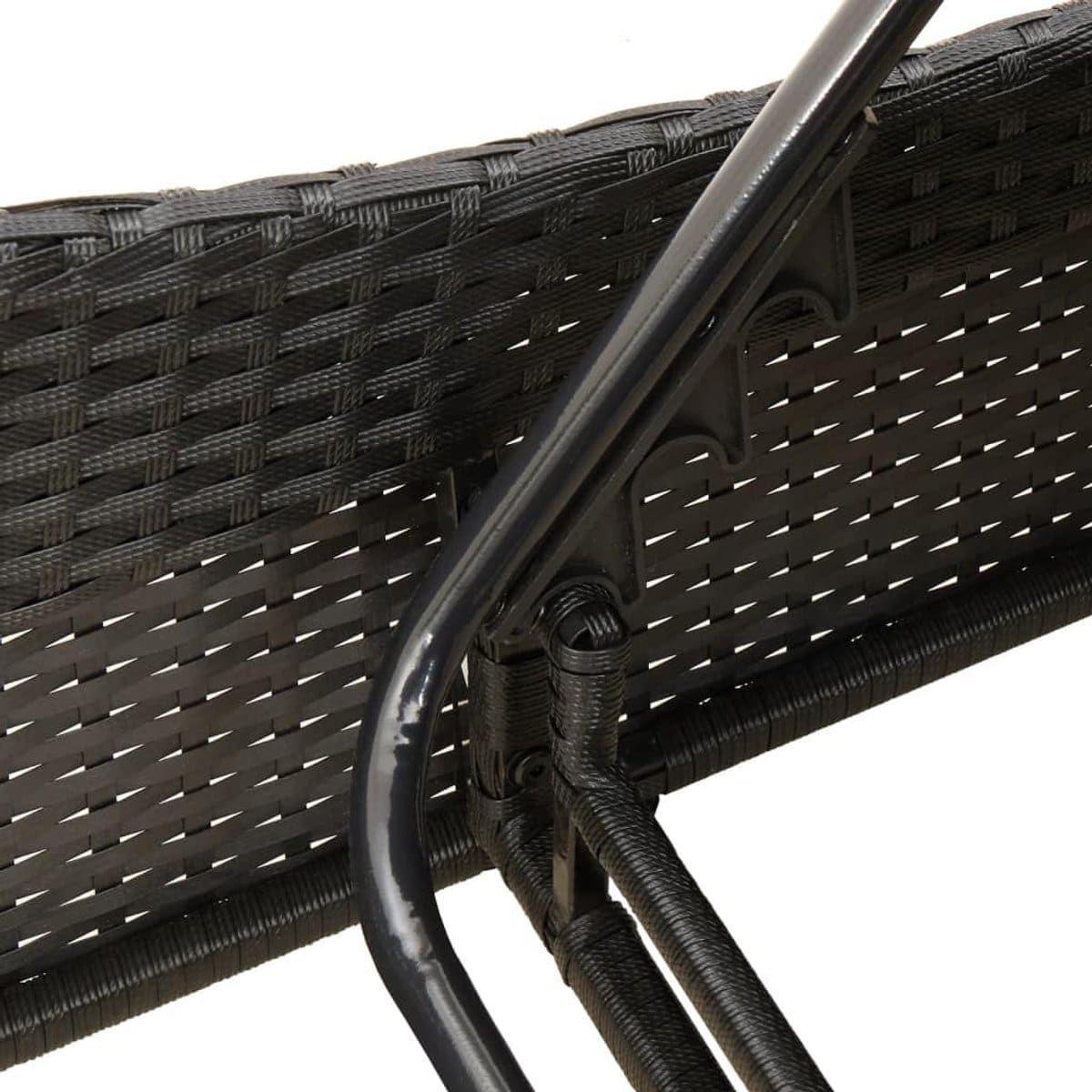 ligbed met kussens 114x205x73 cm verstelbaar poly rattan zwart