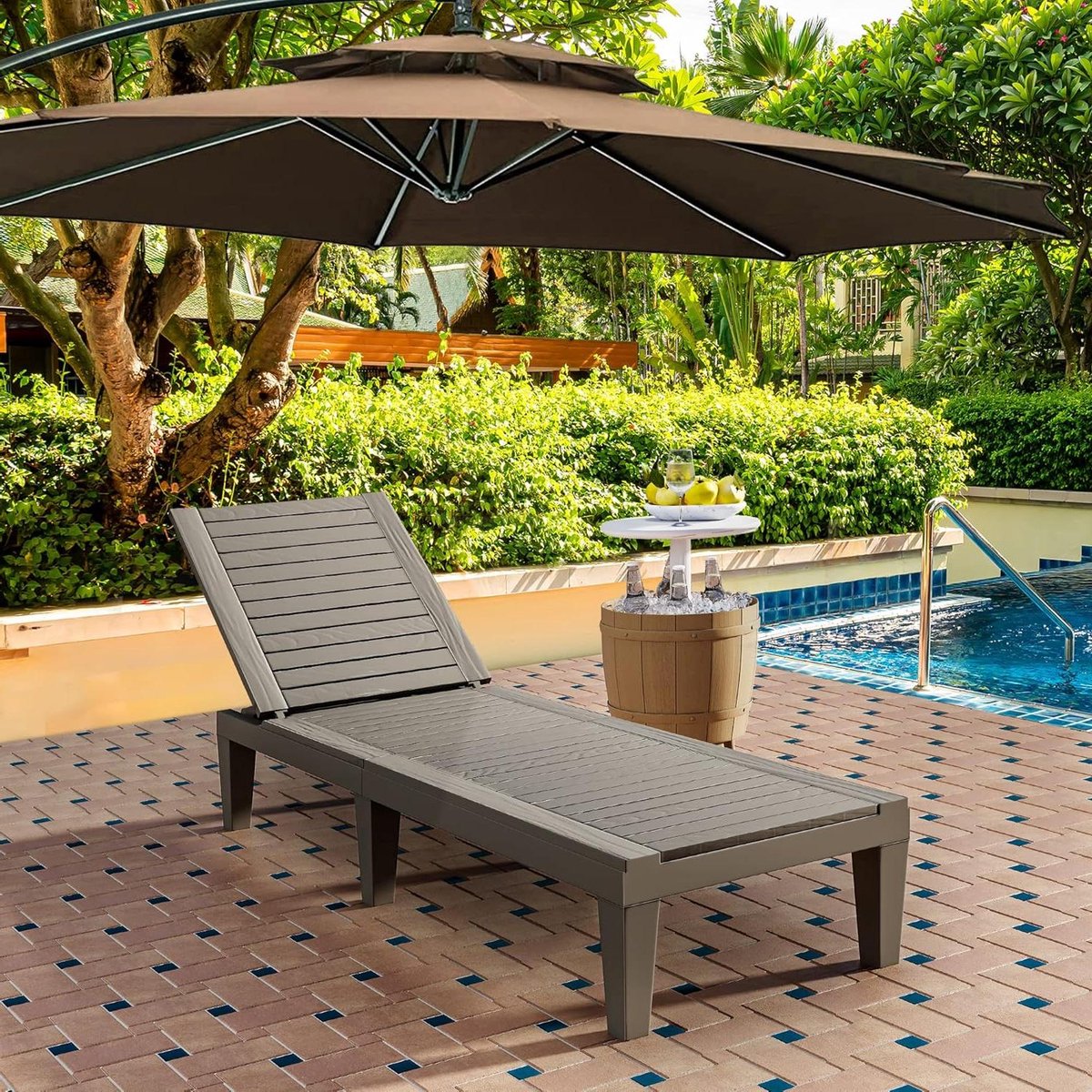 ligbed tuin chaise loungestoelen verstelbare rugleuning waterdicht lichtgewicht 200 lb zwart