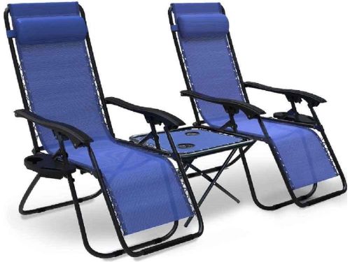 Ligbed tuin Set van 2 ligstoelen - textiel met afneembare