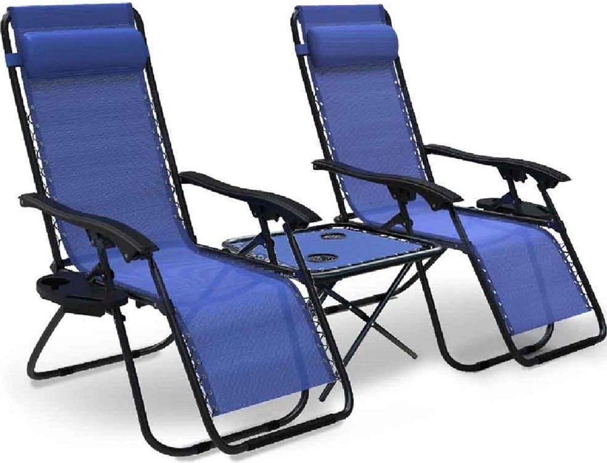 ligbed tuin set van 2 ligstoelen textiel met afneembare