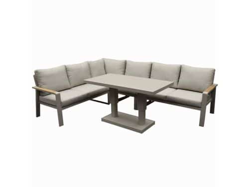 Lola dining hoek loungeset 5 delig verstelbare tafel latte zand