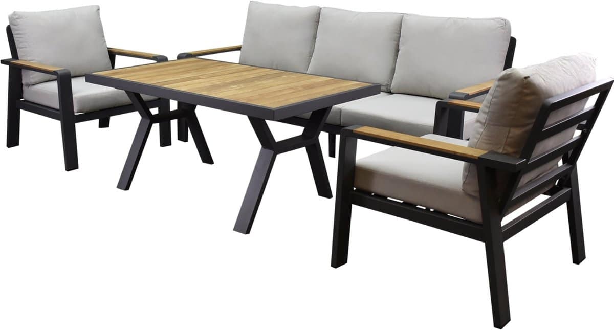 lola stoel bank dining loungeset 4 delig antraciet aluminium