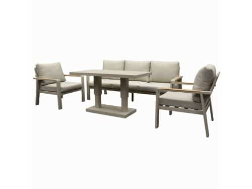 Lola stoel bank dining loungeset 4 delig verstelbare tafel latte