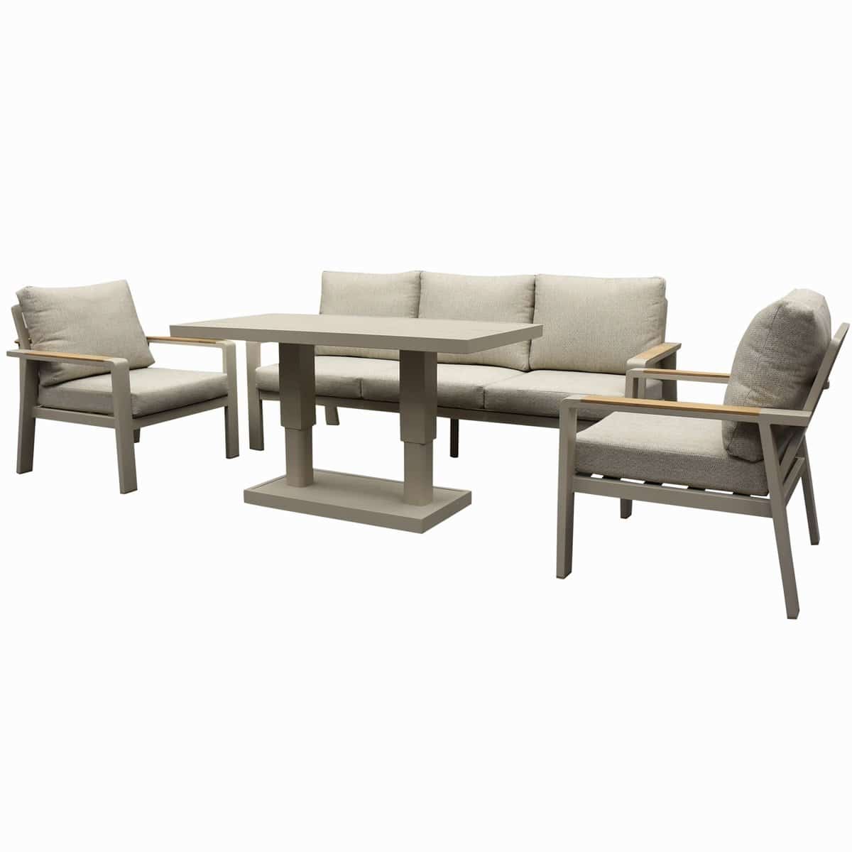 lola stoel bank dining loungeset 4 delig verstelbare tafel latte
