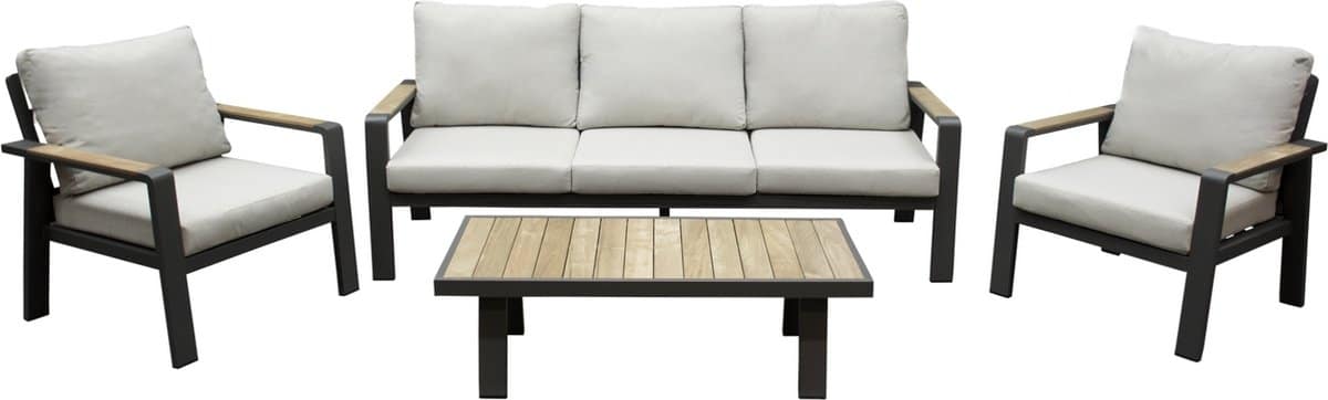 lola stoel bank loungeset 4 delig antraciet aluminium