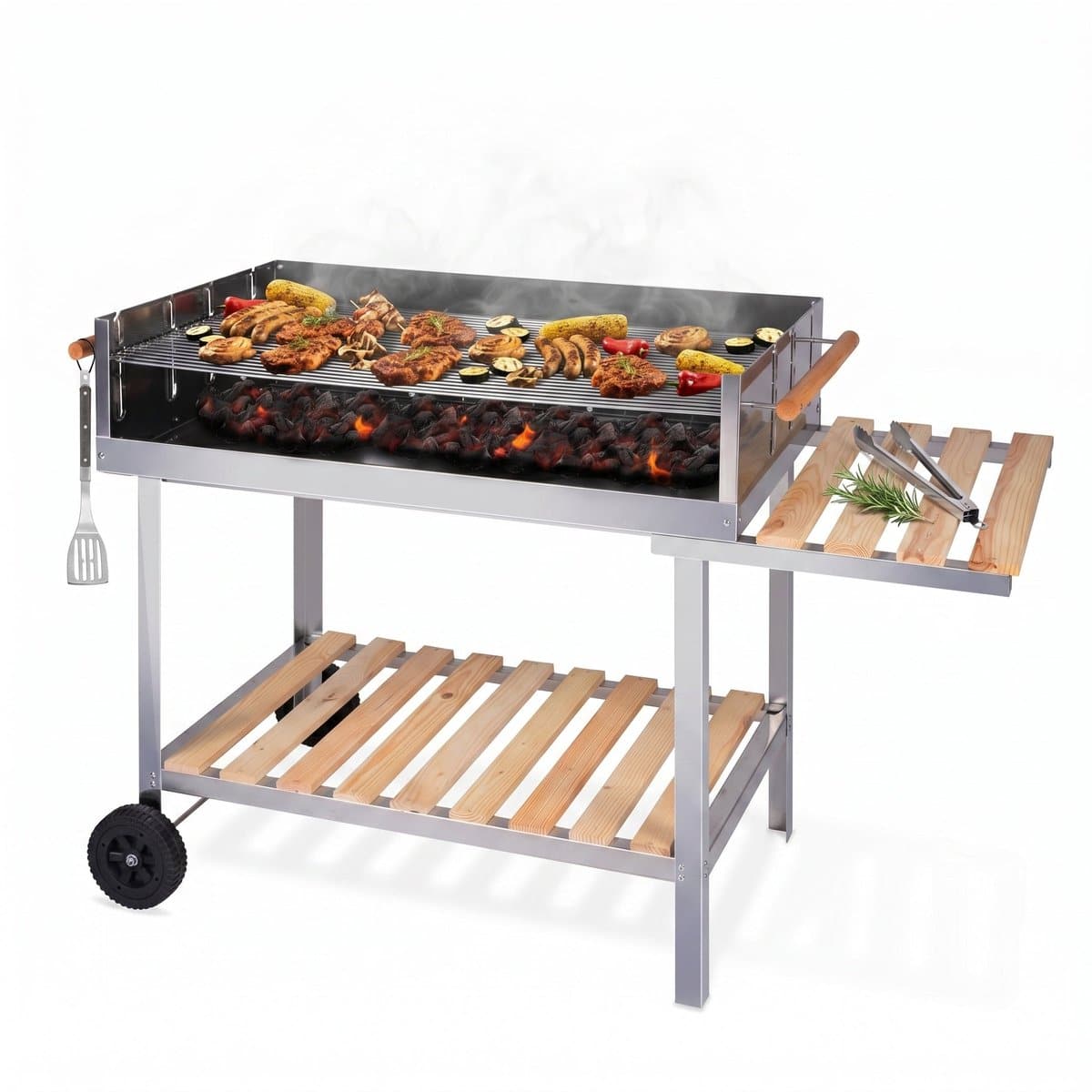 lomera bbq trolley houtskoolbarbecue verrijdbare barbecue grillwagen