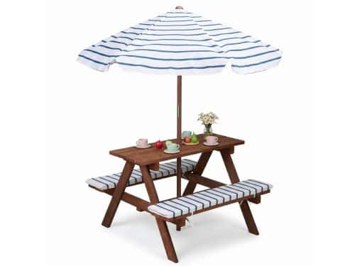 Lomera Kinderpicknicktafel met Parasol - Picknickset voor Kinderen - Kindertuinset