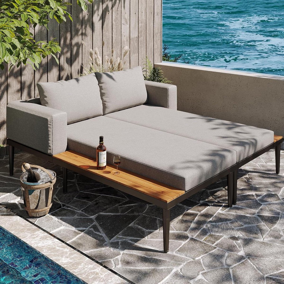 lounge bed dubbel ligbed buiten ontspannen modulair