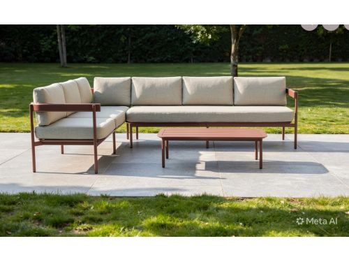 Loungeset Tuin Aluminium 6-persoons Beige & Terracotta 207 cm