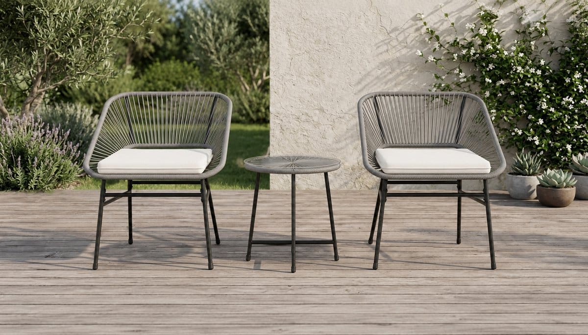 luxe 3 delige polyrattan balkonset compacte outdoor bistroset voor 2