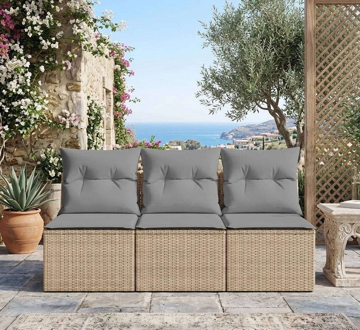luxe 3 zits tuinbank met kussens 165 x 62 x 69