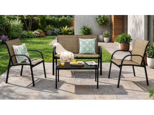 Luxe 4-delige Tuinmeubelset voor 4 Personen - Moderne Balkonset met